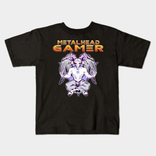 Metalhead Gamer Baphomet Meditate Orange Kids T-Shirt